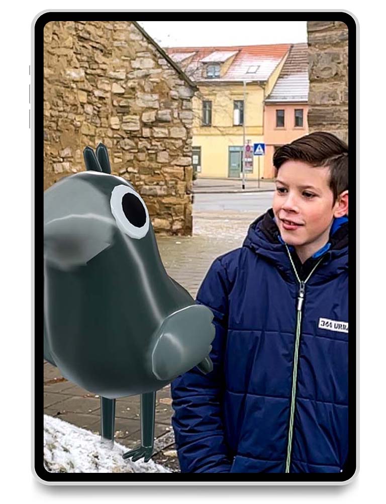 Rabe "Mobi" in der AR-Ansicht